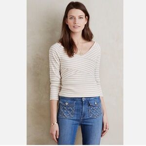 🌷 Deletta Anthropologie striped off shoulder top large